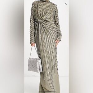 ASOS Metallic Long Sleeve Dress